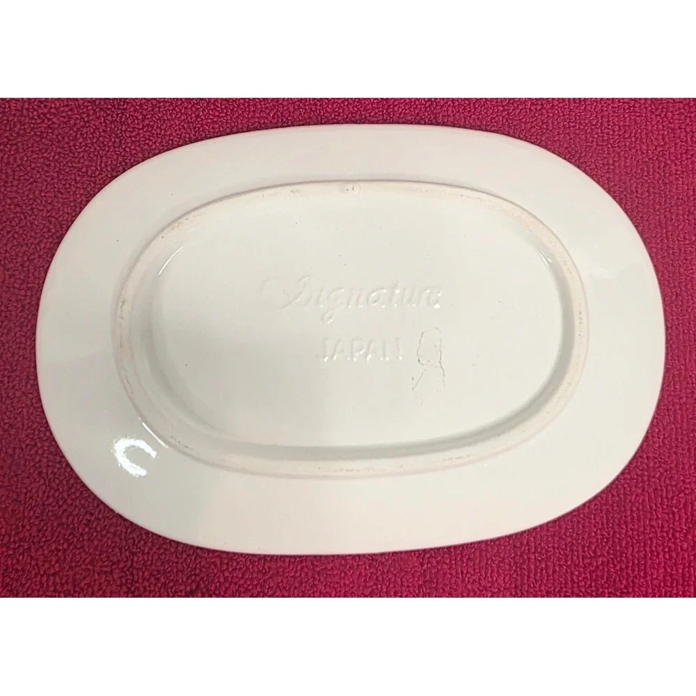 Signature Japan White Ceramic Oval Saucer Replacement Dish Minimalist 6.5 Inch